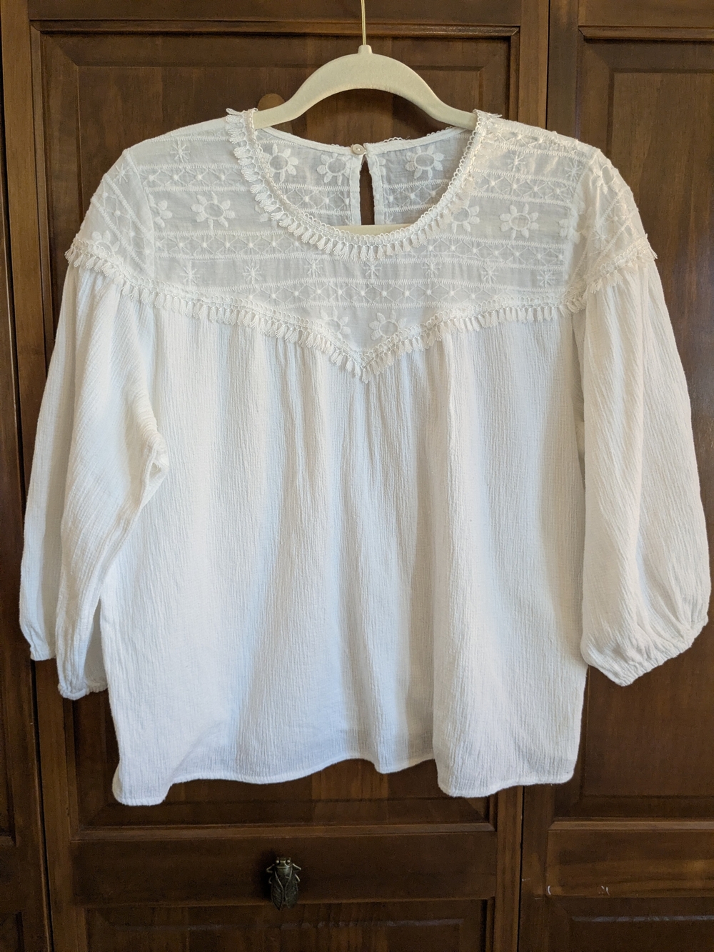 White Cotton Peasant Blouse